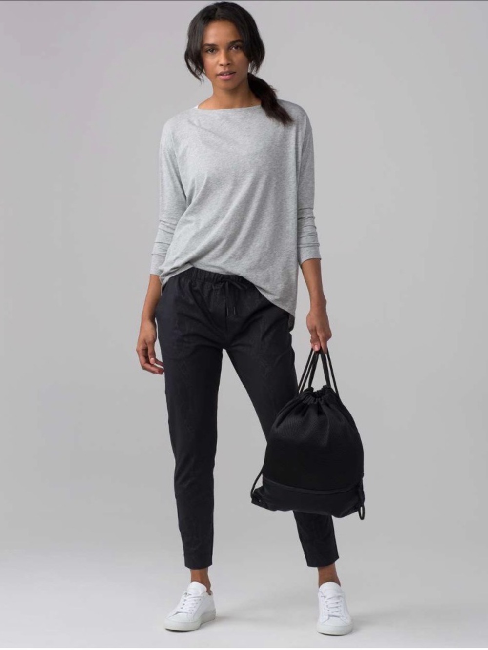 lululemon athletica Black Cropped Drawstring Joggers